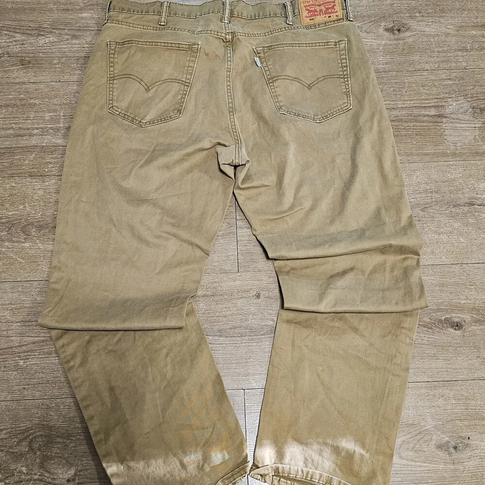 Levi's 541 Athletic Taper Pants Mens 38x32 Tan Khaki Stretch Denim Pants